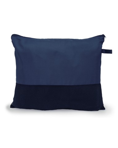 Customizable navy blue blanket with storage case