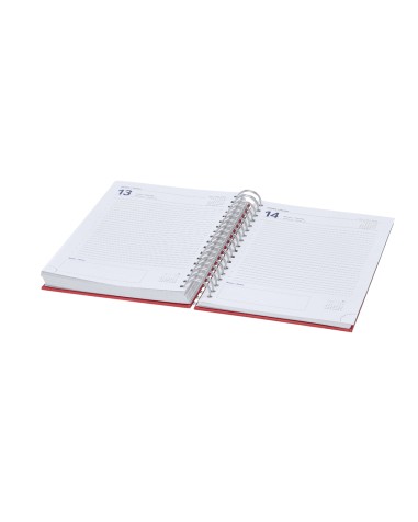 Interior view of the customizable 2026 Wayrux ring binder diary with logo, page per day Interior view of the customizable 2026 Wayrux ring binder diary with logo, page per day