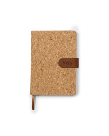 Flinex 2026 natural cork diary with pen holder, magnetic closure, page per day, and in Spanish and English Flinex 2026 natural cork diary with pen holder, magnetic closure, page per day, and in Spanish and English