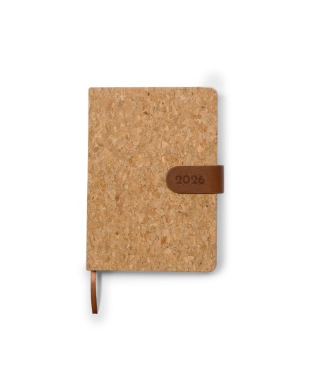 Flinex 2026 natural cork diary with pen holder, magnetic closure, page per day, and in Spanish and English Flinex 2026 natural cork diary with pen holder, magnetic closure, page per day, and in Spanish and English