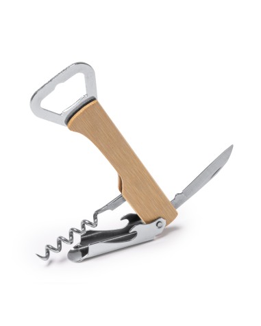 Promotional gift opener with corkscrew