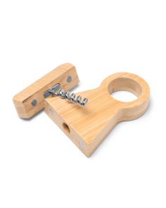 Bamboo corkscrew with personalized stand