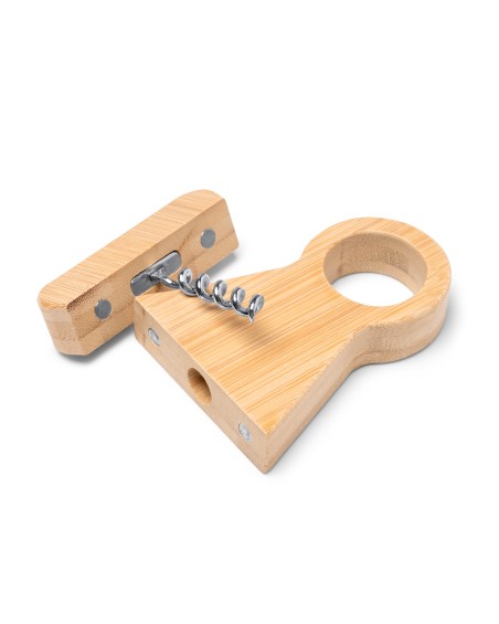 Bamboo corkscrew with personalized stand