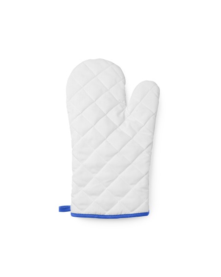 Promotional kitchen mitt with blue ribbon