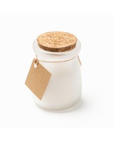 vela en envase de cirsal y tapa de corcho, con etiqueta personalizada 2