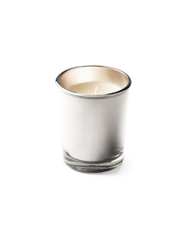 Silver-colored glass jar scented candle merchandising Silver-colored glass jar scented candle merchandising