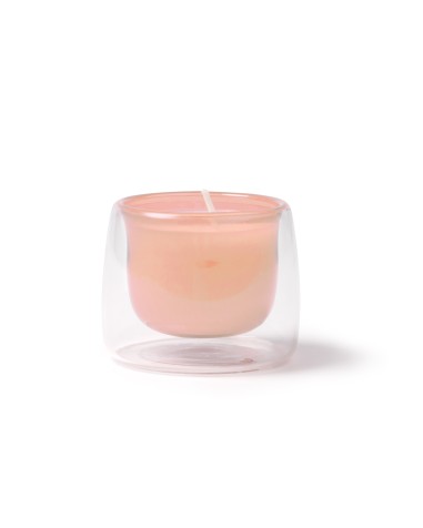 Espelma personalitzada aroma vainilla amb recipient de vidre color rosa Espelma personalitzada aroma vainilla amb recipient de vidre color rosa