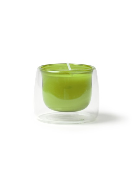 Bougie verte promotionnelle dans un récipient en verre Bougie verte promotionnelle dans un récipient en verre