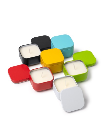 Bougie parfumée à la lavande aux couleurs assorties avec logo imprimé Bougie parfumée à la lavande aux couleurs assorties avec logo imprimé