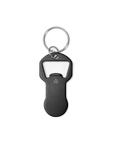 Promotional black keychain with bottle opener and coin for car Promotional black keychain with bottle opener and coin for car