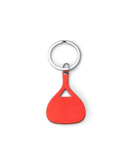 Red aluminum paddle racket keychain with laser engraving of the logo