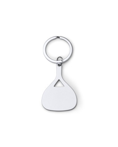 Silver paddle keychain with ring, front view
