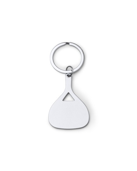 Silver paddle keychain with ring, front view