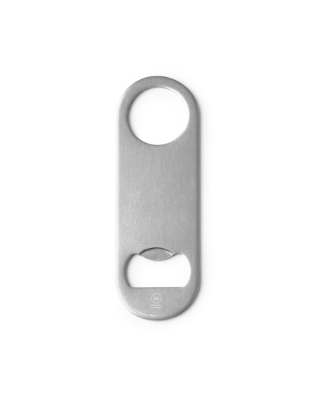 Gray recycled aluminum bottle opener with logo printing