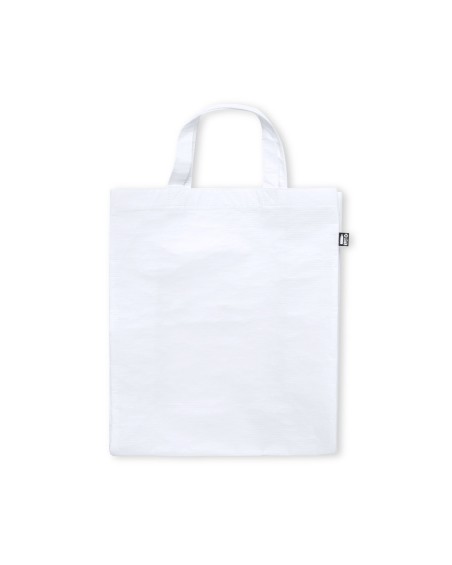 sustainable white screen-printed bag