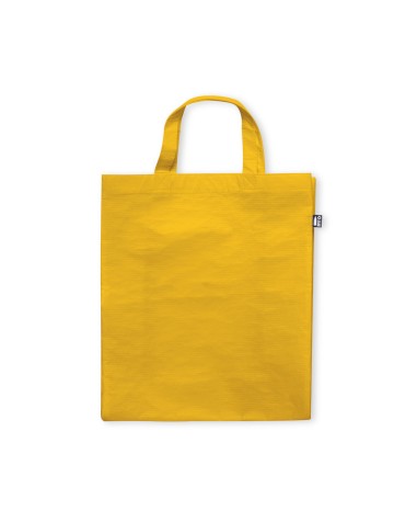Yellow short-handled bag for merchandising