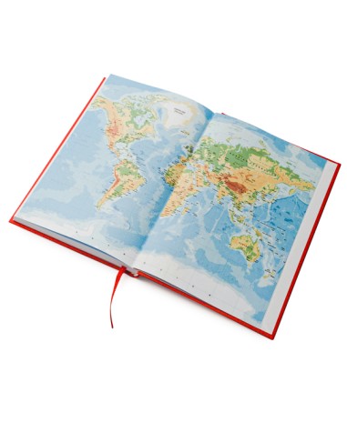 Vue de la carte du monde de l'agenda personnalisé Horus 2026