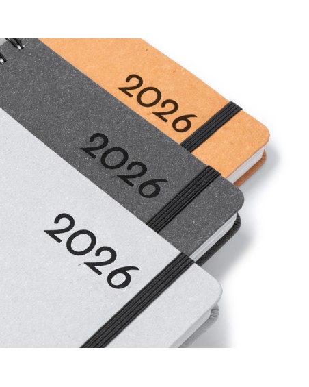 Recycled leather diary 2026 multilingual (Catalan, Basque, Spanish...) - KURTIS