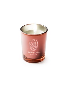 vela aromatica en vaso cristal rojo traslúcido personalizado con logo