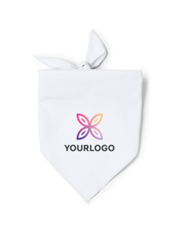 Personalized triangular white handkerchief with a full-color logo