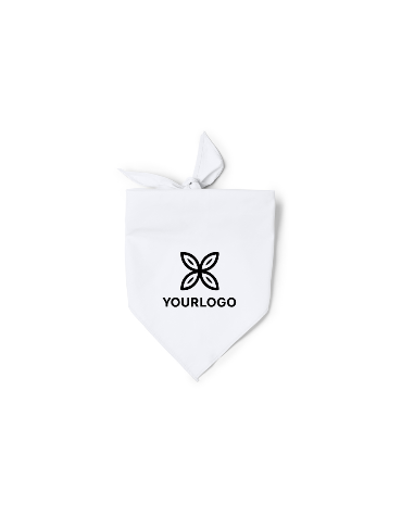 Personalized triangular white handkerchief with a logo of a popular festival