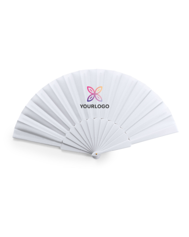 Abanico promocional con logo empresa modelo ALBERO color blanco