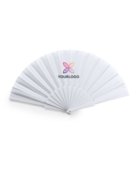 Abanico promocional con logo empresa modelo ALBERO color blanco