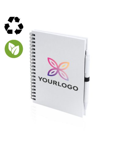 Libreta Koguel Blanca tapa dura multicolor con bolígrafo personalizable
