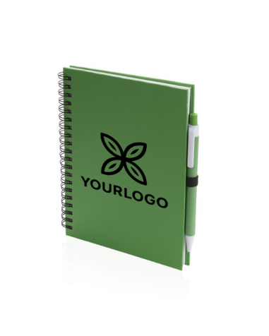 Libreta Koguel Verde tapa dura multicolor con bolígrafo personalizable