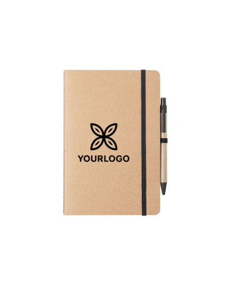 A5 notebook with recycled cardboard pen and 60 plain sheets - Esteka