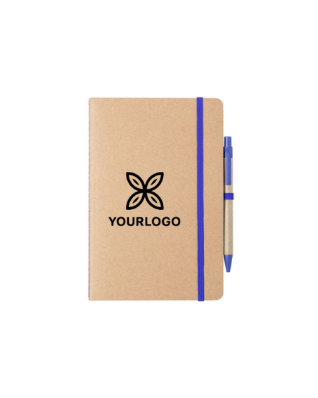 Libreta ECO con goma azul i bolígrafo