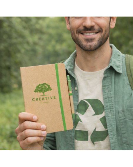 A5 notebook with recycled cardboard pen and 60 plain sheets - Esteka