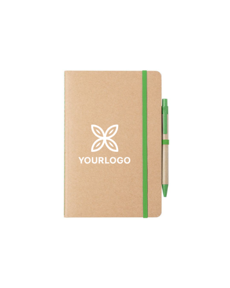 A5 notebook with recycled cardboard pen and 60 plain sheets - Esteka
