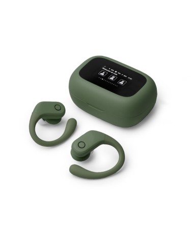 View of the green wireless sports headphones, reference SANDES