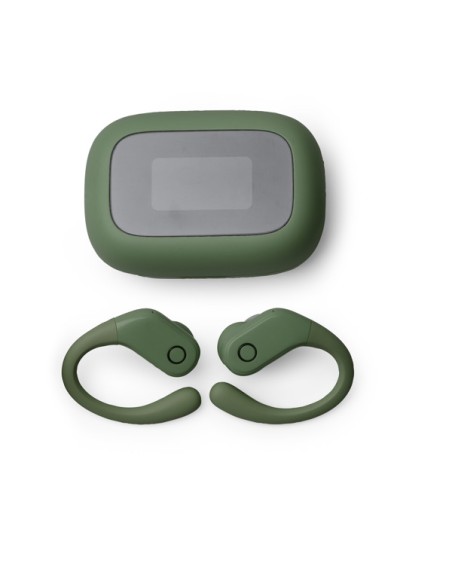 Wireless headphones with a design ideal for running and sports. Green color.