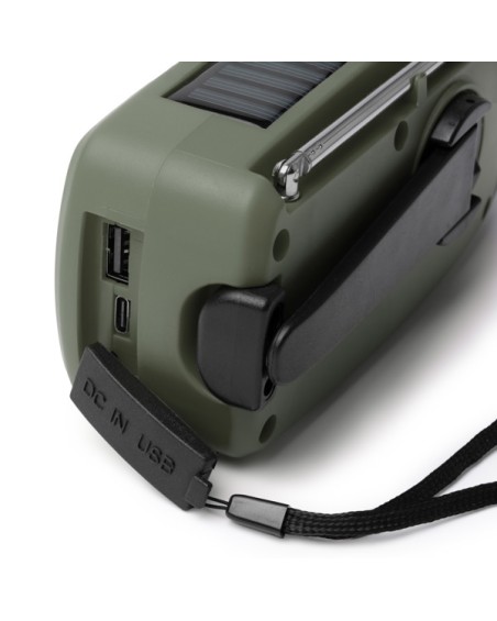 Detail of the side panel of the Nevil multifunction radio connections