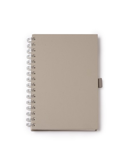 RANIC A5 notebook with a grey cover, made from recycled milk cartons, customizable with your logo