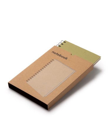 caja de cartón reciclado para la presentación de la libreta A5 RANIC fabricada de briks de leche reciclados