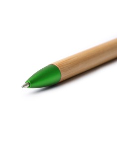 Bamboo ballpoint pen with touch stylus, with matte green chrome finish 2