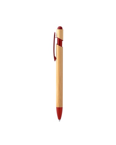 VILON ballpoint pen with bamboo body and matte red chrome details