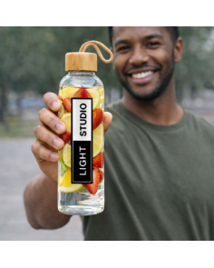 Bidó de línia nature en combinació de materials bambú i vidre. 500 ml de capacitat 2