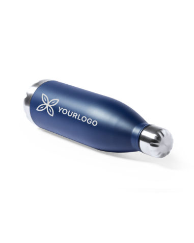 Bidó blau tèrmic de 750 ml de capacitat, fabricat en acer inox de doble paret.