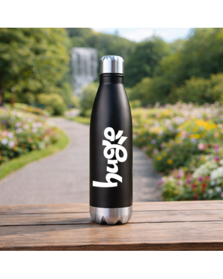 Bidó negre tèrmic de 750 ml de capacitat, fabricat en acer inox de doble paret.