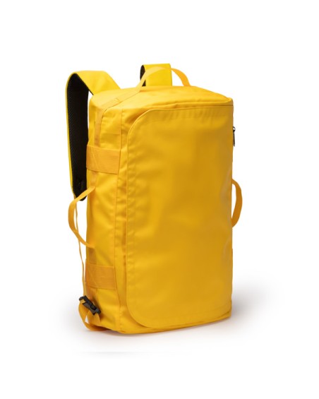 Multifunctional backpack made of polyester and PU leather with a large front pocket