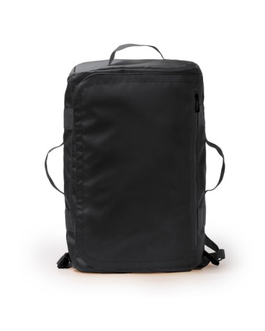 Sac noir avec grande poche avant zippée, prêt à être personnalisé.