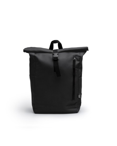 Backpack made with recycled and water-repellent fabric in black