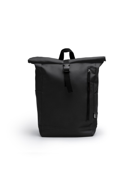 Backpack made with recycled and water-repellent fabric in black