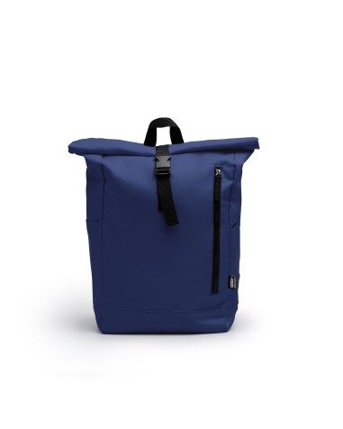 Backpack made with recycled and water-repellent fabric in navy blue