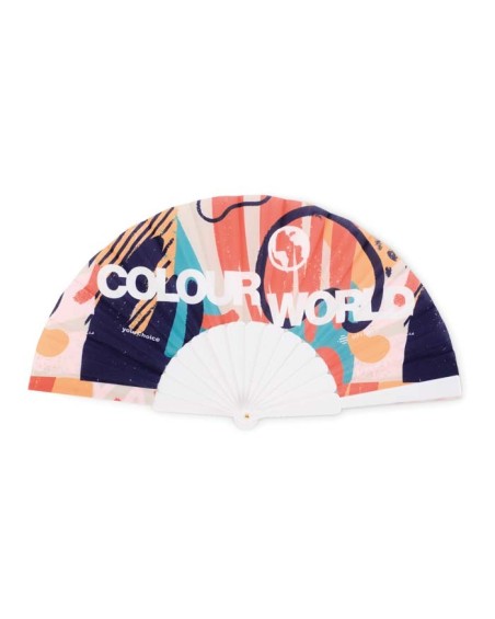 vano de tela personalizada a medida y a todo color, con varillas de plástico de color blanco