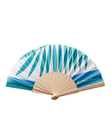 Fan with wooden sticks and full-color custom fabric